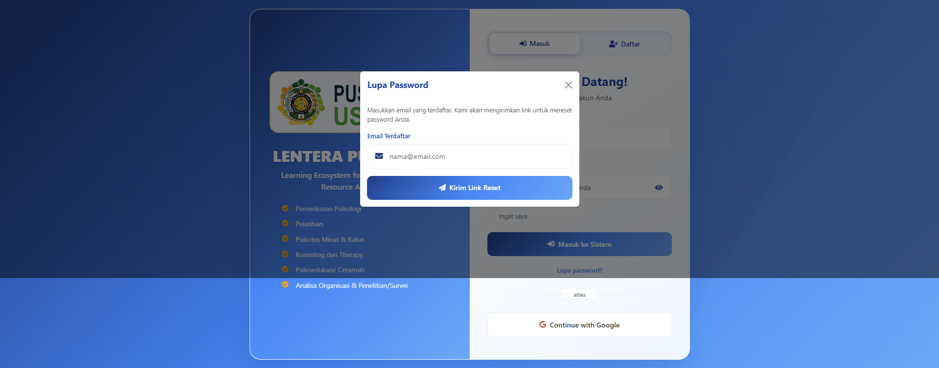 Modal Lupa Password